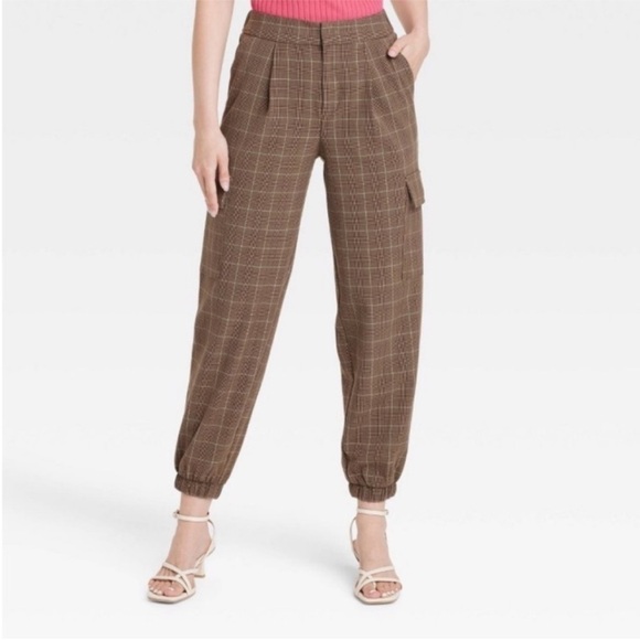 a new day Pants - A New Day Plaid Baggy Cargo Tapered Trouser Pants Size 12